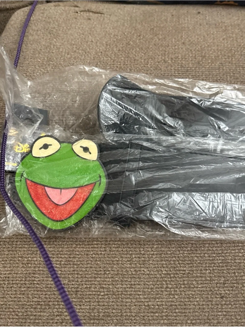 Kermit Face Black Belt with Green Kermit Buckle Muppets Disney 27”-37” NWT